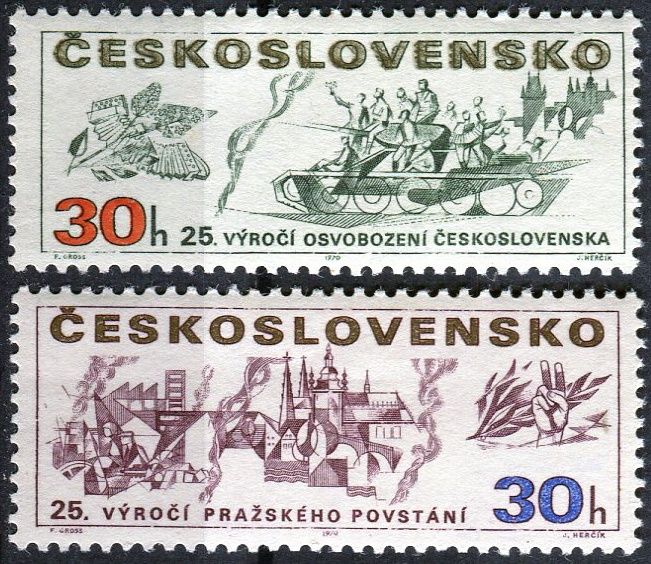 (1970) č. 1829 - 1830 ** - ČSSR -  25. výročí osvobození Československa