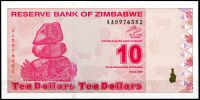 Zimbabwe - (P 94) 10 dolarów (2009) - UNC