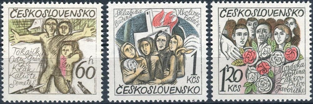 (1975) č. 2127 - 2129 ** - ČSSR - 30. výročí zničení českých a sloven. obcí