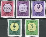 (1975) MiNr. 80 - 84 ** - Portugalia - Portomarken - liczby w zaokrąglonym kwadracie