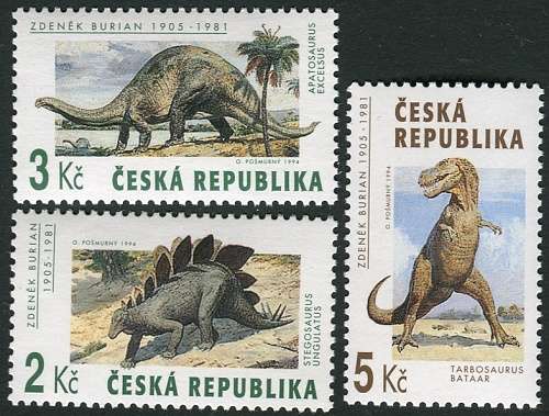 (1994) MiNr. 41-43 ** - Republika Czeska - Prehistoryczne jaszczury olbrzymie (seria)