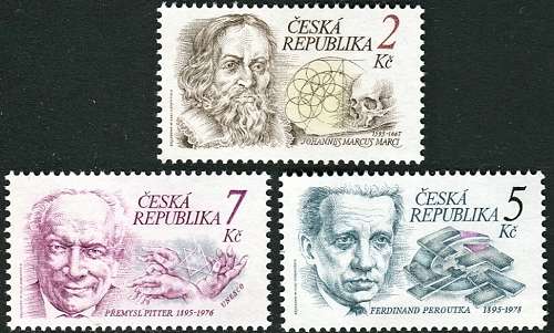 (1995) MiNr. 64-66 ** - Republika Czeska - Znaczki serii: rocznice osobistości