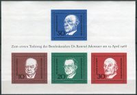 (1968) MiNr. 554 - 557 ** - Niemcy - BLOK 4 - 1. rocznica śmierci Konrada Adenauera (I)