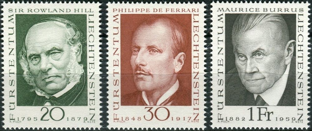 (1968) MiNr. 503 - 505 ** - Lichtenštejnsko - Průkopníci filatelie (I)