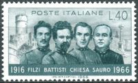 (1966) MiNr. 1218 ** - Włochy - 50. rocznica śmierci Cesare Battisti, Damiano Chiesa, Fabio Filzi i Na
