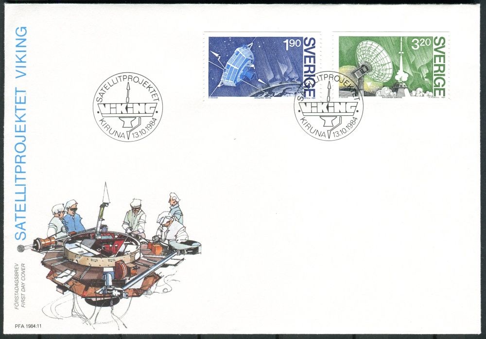 (1984) FDC 1305 - 1306 - Švédsko - První švédský satelitní projekt VIKING