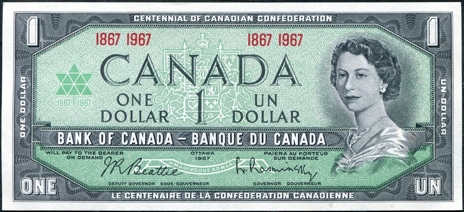 Kanada - (P 84a) 1 DOLAR (1967) varianta 1867-1967 - UNC