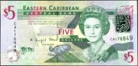 Dolar Wschodnich Karaibów (P 47) - 5 dolarów (2008) - UNC