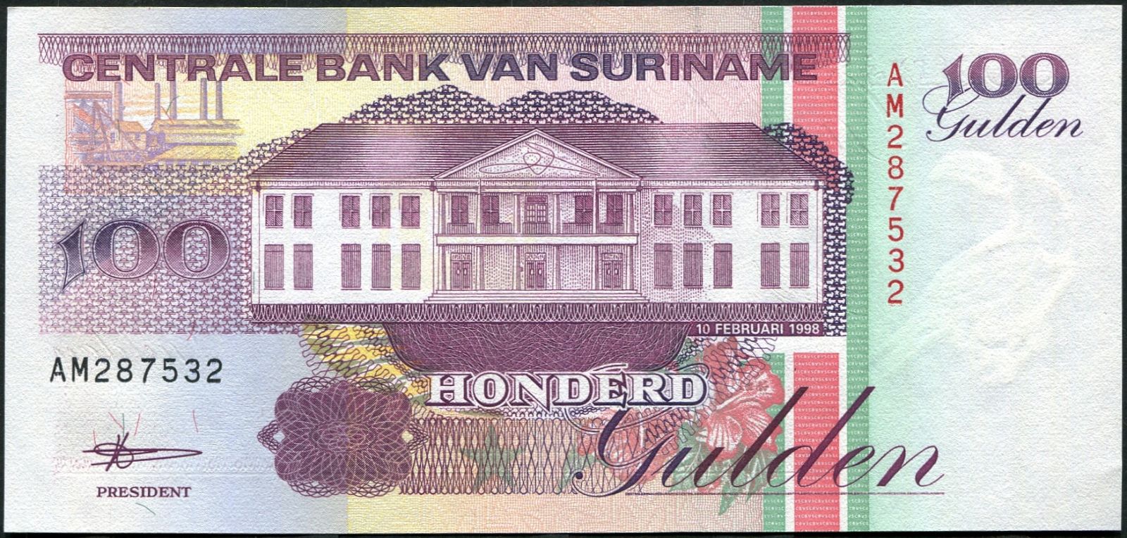 Surinam (P139b) - 100 Gulden (1998) - UNC