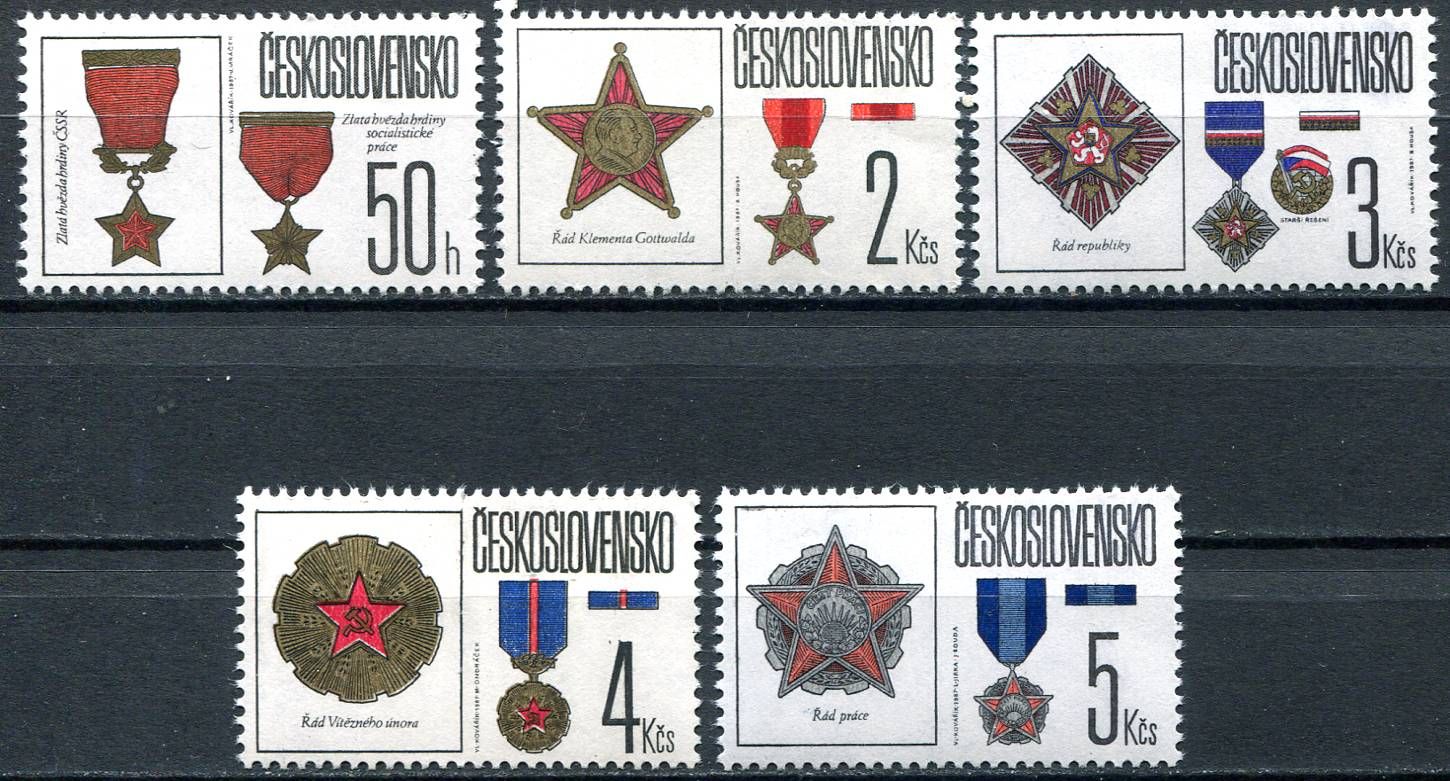 (1987) MiNr. 2897 - 2901 ** - Czechosłowacja - odznaczenia czechosłowackie