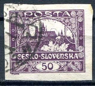 (1918) MiNr 19 - O - Czechosłowacja - znaczek: Hradčany 50 h - ciemnofioletowy
