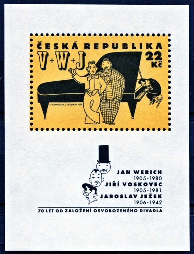 (1995) A 87 ** - 22 CZK - Republika Czeska - Osobowości wyzwolonego teatru