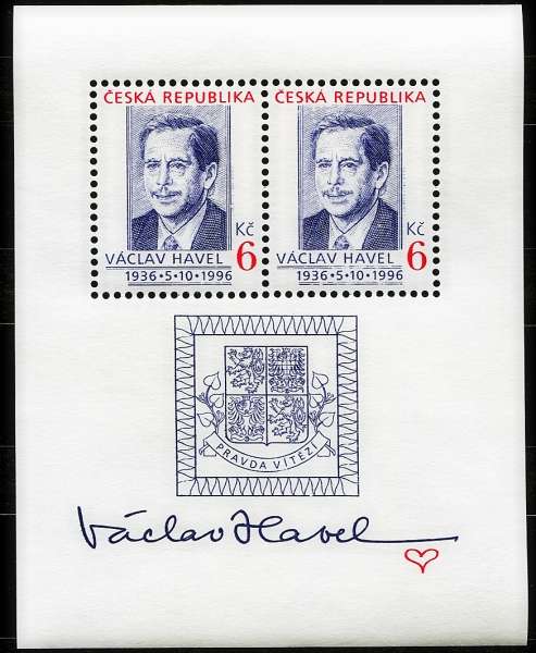 (1996) MiNr. 124 **, Block 3 - Republika Czeska - Václav Havel