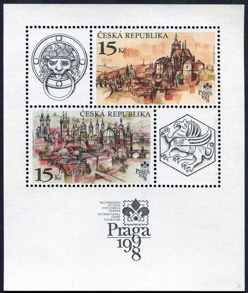 (1997) MiNr. 156 - 157 **, Block 5 - Czekając na Republikę - Praga 1998