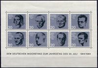 (1964) MiNr. 431 - 438, BLOK 3 ** - Niemcy - Zamach na Adolfa Hitlera