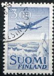 (1963) MiNr. 579y - O - Finlandia - Samolot Douglas DC-6 nad zimowym krajobrazem