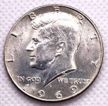 (1969) USA - Srebrna moneta o nominale 1/2 dolara (Ag) - Kennedy (#1)