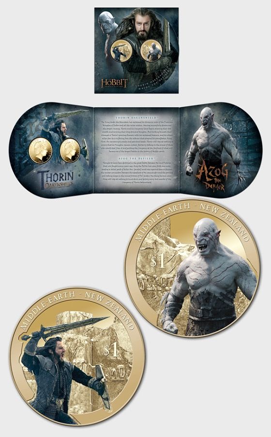 (2014) Nový Zéland, 2x 1$ - Hobbit - Thorin a Azog (b.k.) blistr