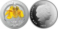 (2021) 1$ (Ag, 1 oz.) - Nový Zéland - Kowhai (proof) barevná