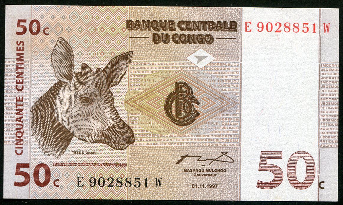 Kongo - (P 84) 50 Centimes (1997) - UNC