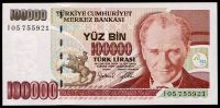 100x Turcja - (P206) 100 000 lirów 1970 (1997) - UNC