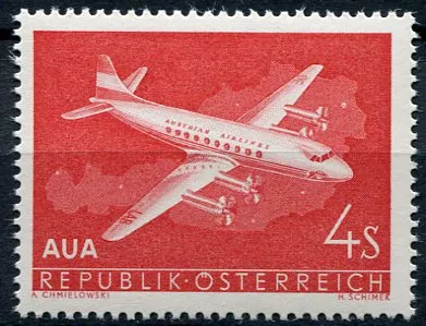 (1958) MiNr. 1041 ** - Rakousko - První let Austrian Airlines