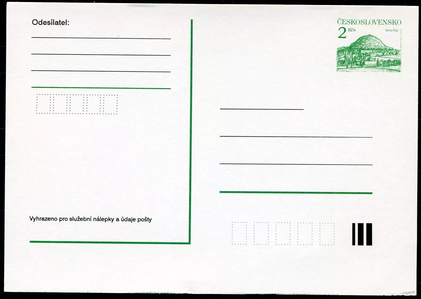 (1992) CDV 239 ** - 2 Kčs (zelená) - Hora Říp