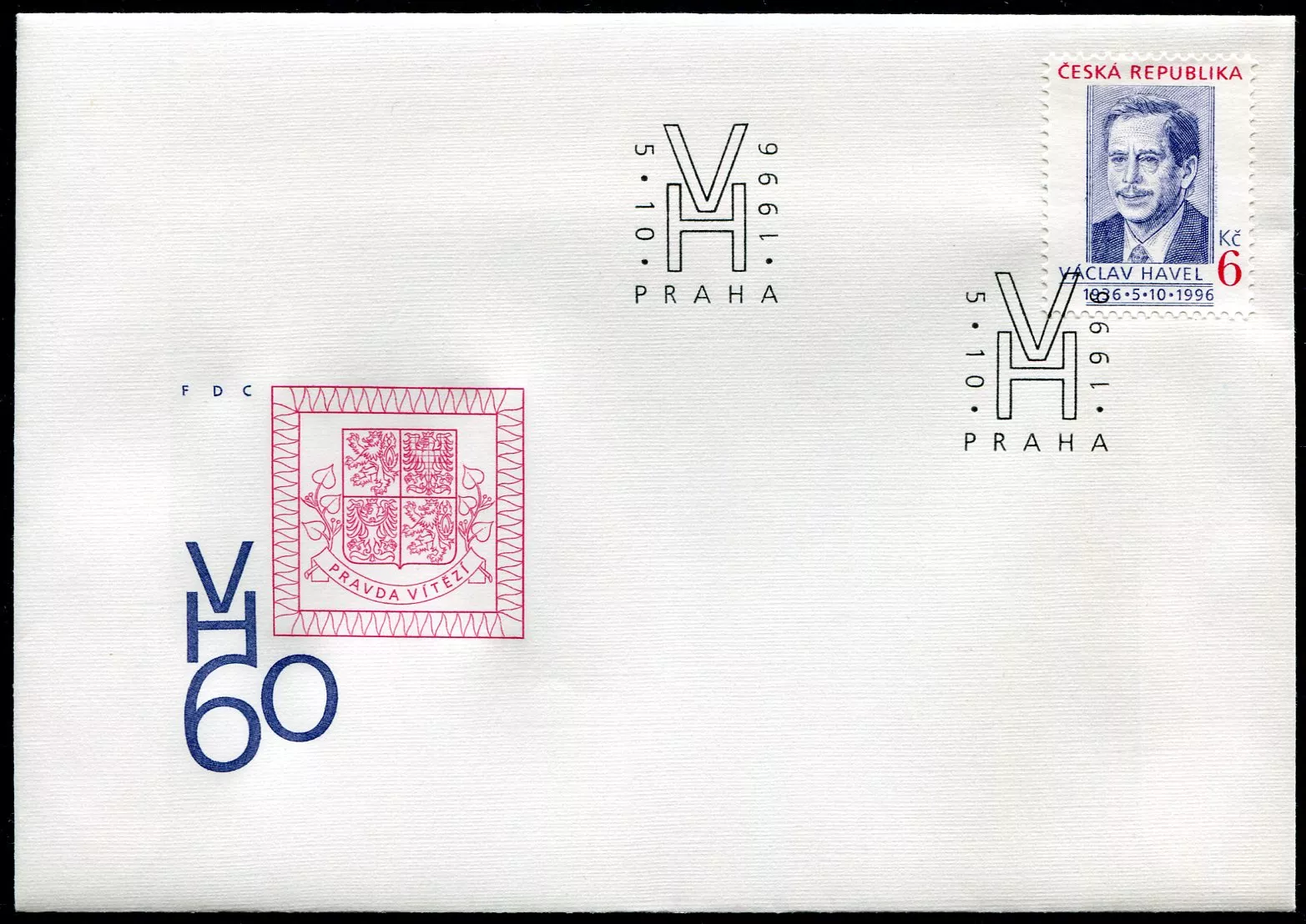 (1996) FDC 124 - Česká republika - 60. narozeniny Václava Havla