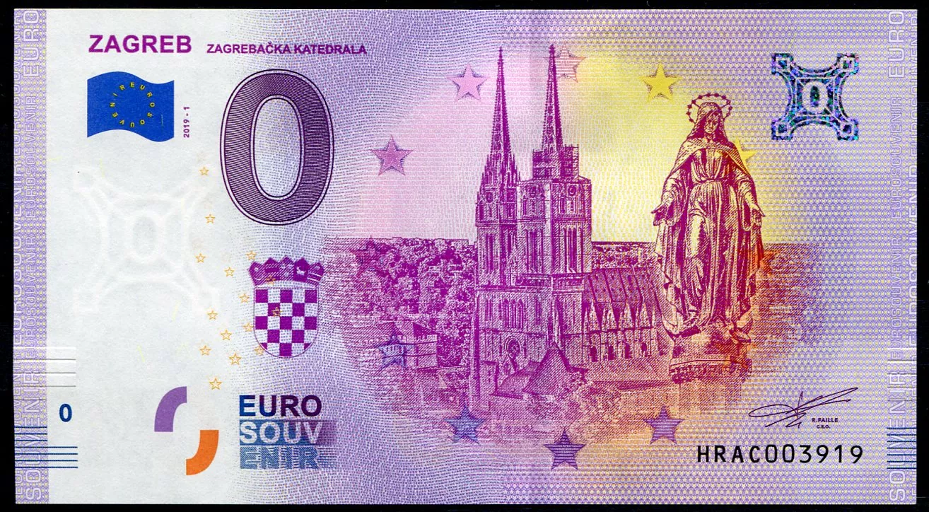 (2019-1) Chorvatsko - Záhřeb, katedrála - € 0,- pamětní suvenýr