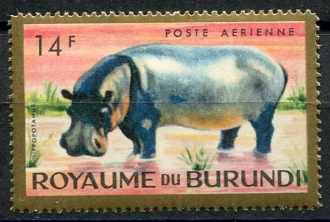 (1964) MiNr. 105 A ** - Burundi - Znaczek lotniczy - Hippopotamus amphibius