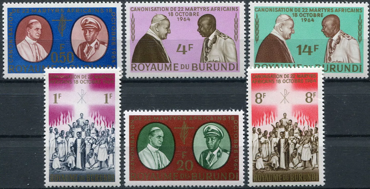 (1964) MiNr. 119 - 124 ** - Burundi - Kanonizace 22 afrických mučedníků
