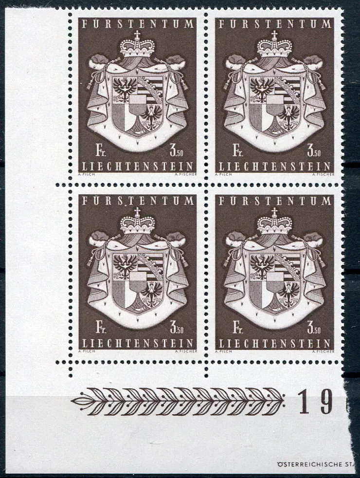 (1969) MiNr. 506 ** (4-bl) - Lichtenštejnsko - Státní znak
