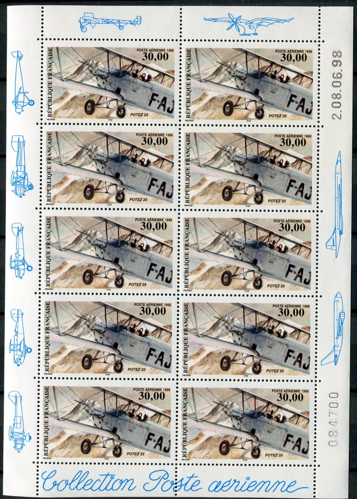 (1998) MiNr. 3310 C ** PL - Francie - Letadla II.