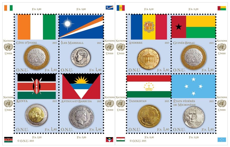 (2013) MiNr. 838 - 845 ** - PL - Genewa ONZ - Flagi i monety 2013