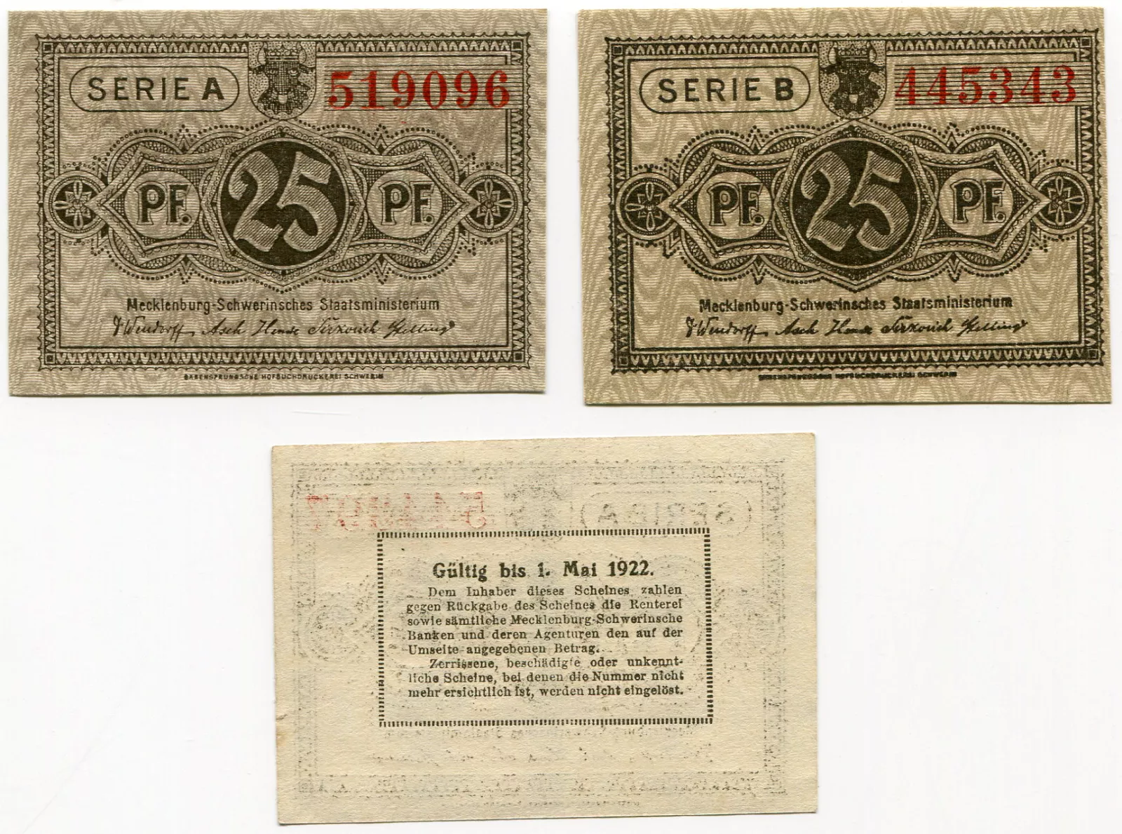 (1922) Meklemburgia-Schwerin - 25 Pfeningów (UNC)