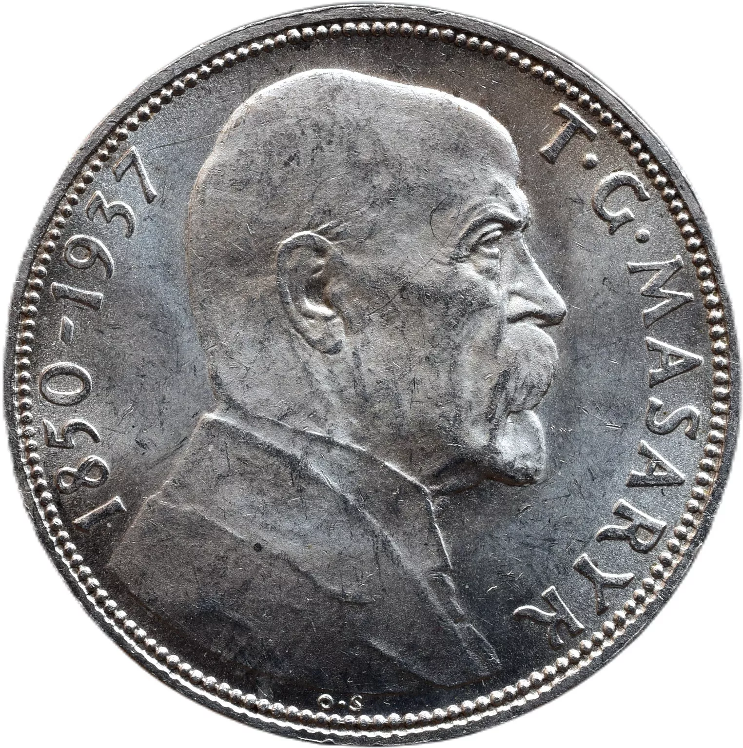 (1937) 20 Korun (0/0) - Československo - Úmrtí prezidenta T. G. Masaryka