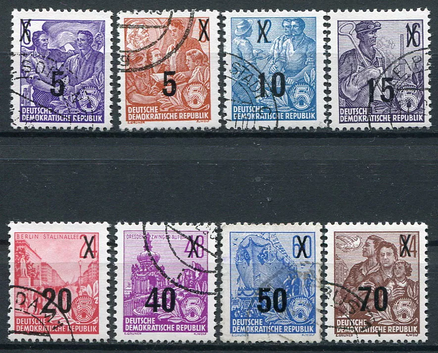 (1954) MiNr. 435 - 442 - O - DDR - Pierwszy plan pięcioletni - reprint