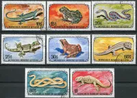 (1972) MiNr. 712 - 719 - O - Mongolia - Płazy i gady (1972) MiNr. 712 - 719 - O - Mongolsko - Obojživelníci a plazi
