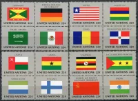(1985) MiNr. 472 - 487 ** (4-er) - ONZ Nowy Jork - Seria flag 1985