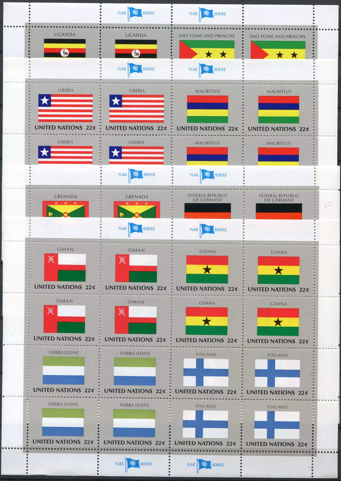 (1985) MiNr. 472 - 487 ** (PL) - OSN New York - série Vlajky 1985