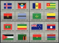 (1986) MiNr. 499 - 514 ** (4-er) - ONZ Nowy Jork - Seria flag 1986