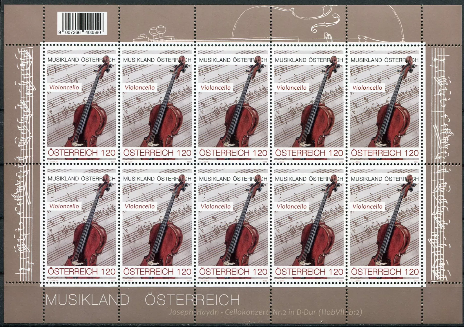 (2023) MiNr. 3700 ** (PL) - Rakousko - Violoncello