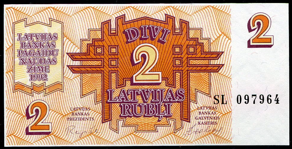 Lotyšsko (P 36) 2 RUBLI (1992) - UNC